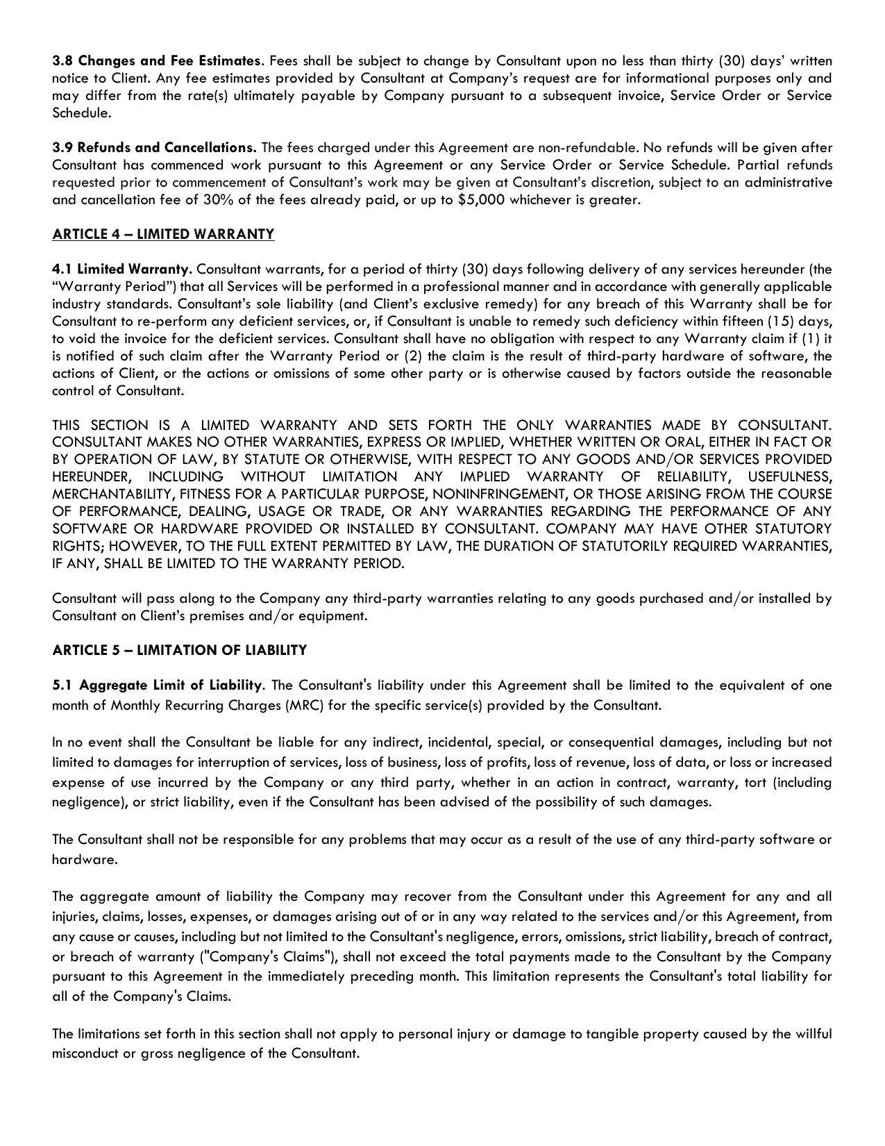 Master Service Agreement, page 4 of 11